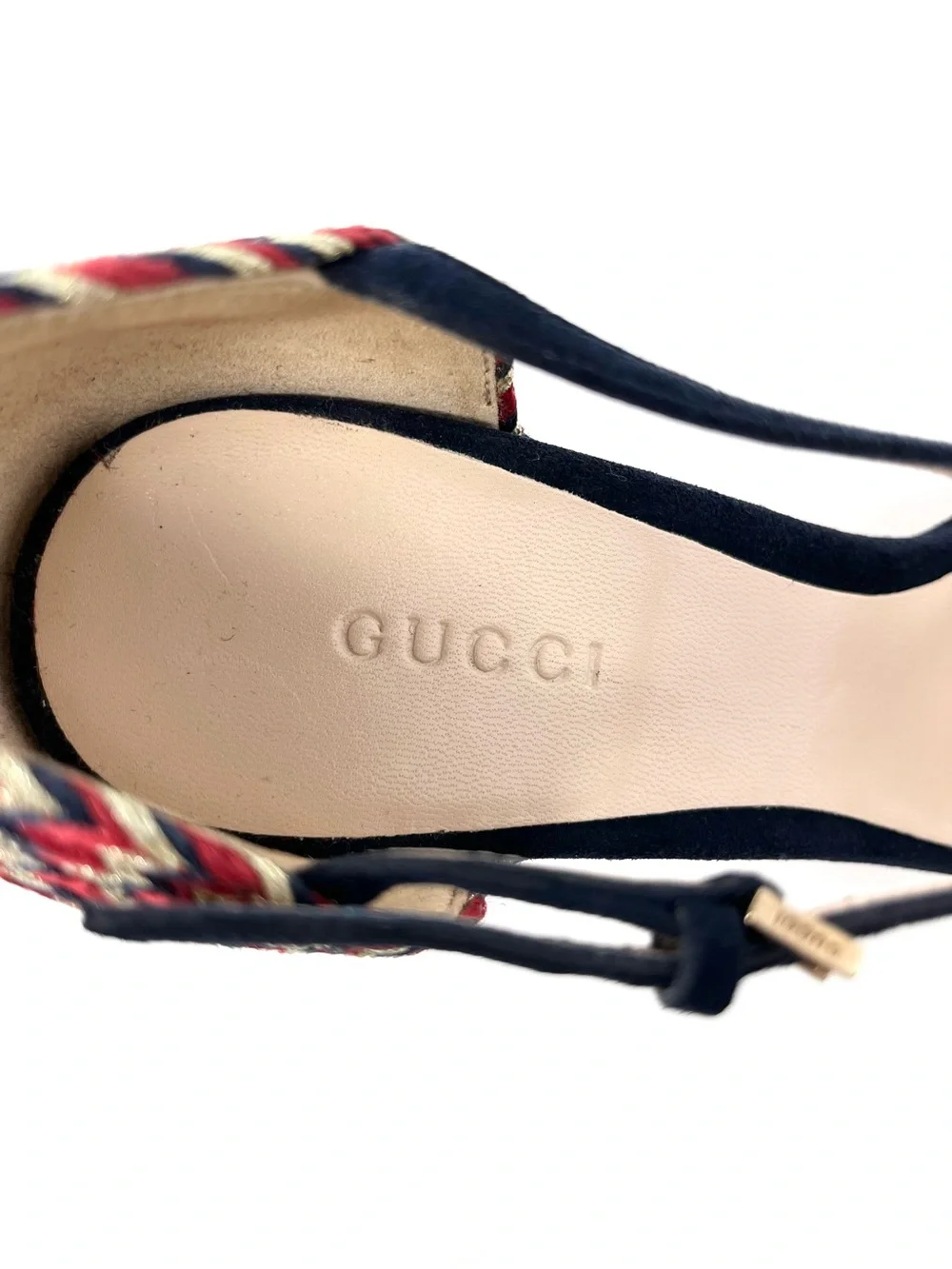 Gucci Carolina Blue Suede Horsebit Platform Espadrilles Wedge Sandals 36.5 6.5